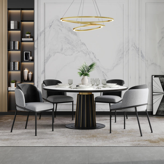 Olivia Set of 4 Modern Dining Chair with Slanted Legs and Adjustable Feet,Black&Gray