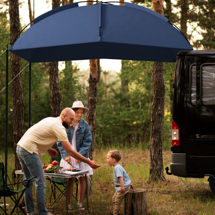 Outsunny Portable Rooftop Car Awning With Support Poles And Carry Bag