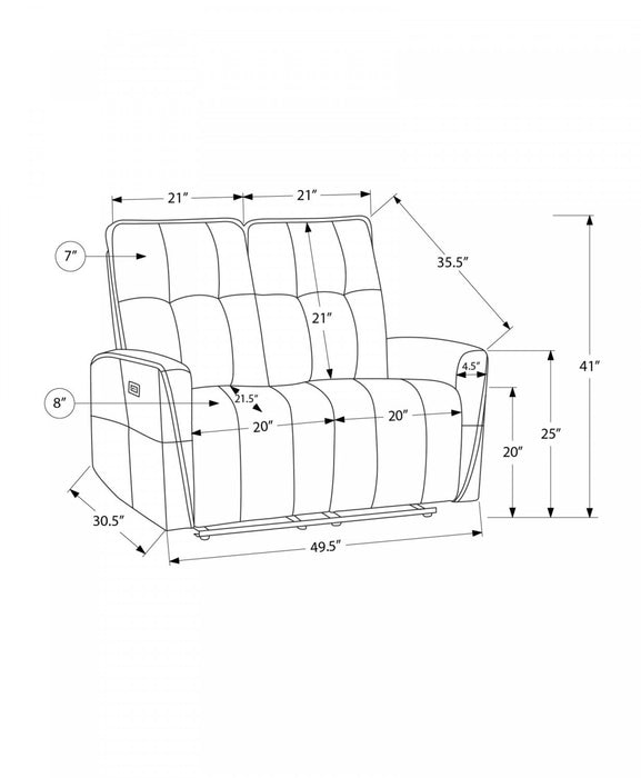 Small 2-Seater Power Reclining Love Seat, 50\" Wide, Usb Port Included, Beige Fabric Recliner