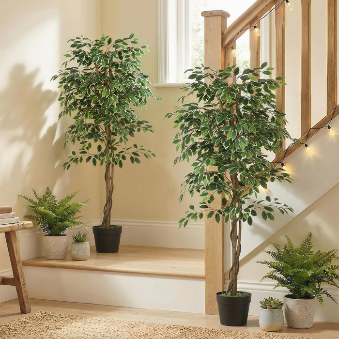 Outsunny 5.3 FT Potted Artificial Tree Ficus for Indoor Home Decor
