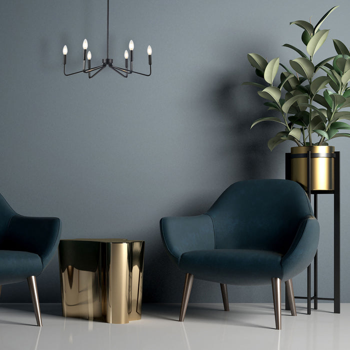 Dainolite Clayton 6 Light Chandelier Matte Black Lamp