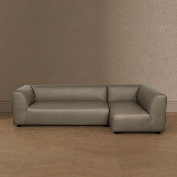 Lukas Contemporary Modern 118\" Right-Facing 2-Piece Sectional Sofa in Taupe