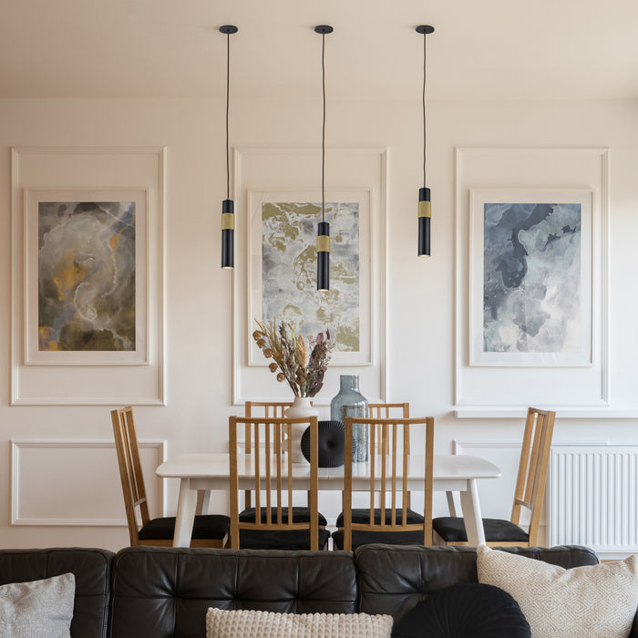 Dainolite Passwell 1 Light Pendant Matte Black/Aged Brass Lamp