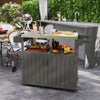 Outsunny Outdoor Bar Cart with Storage Cabinet, Stainless Steel Top Outdoor Kitchen Cabinet with Wheels, HDPE Bar Table Beverage Food Prep Station for Indoor Outdoor, Dark Grey