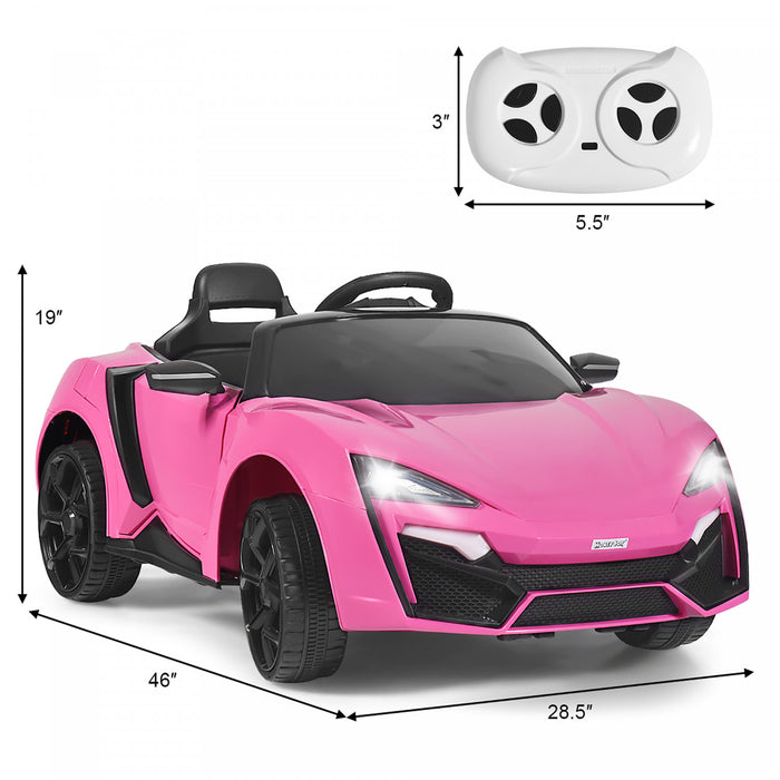 Costway 12v Kids Ride On Car 2.4g Rc Electric Vehicle W/ Lights Mp3 Openable Doors Pink