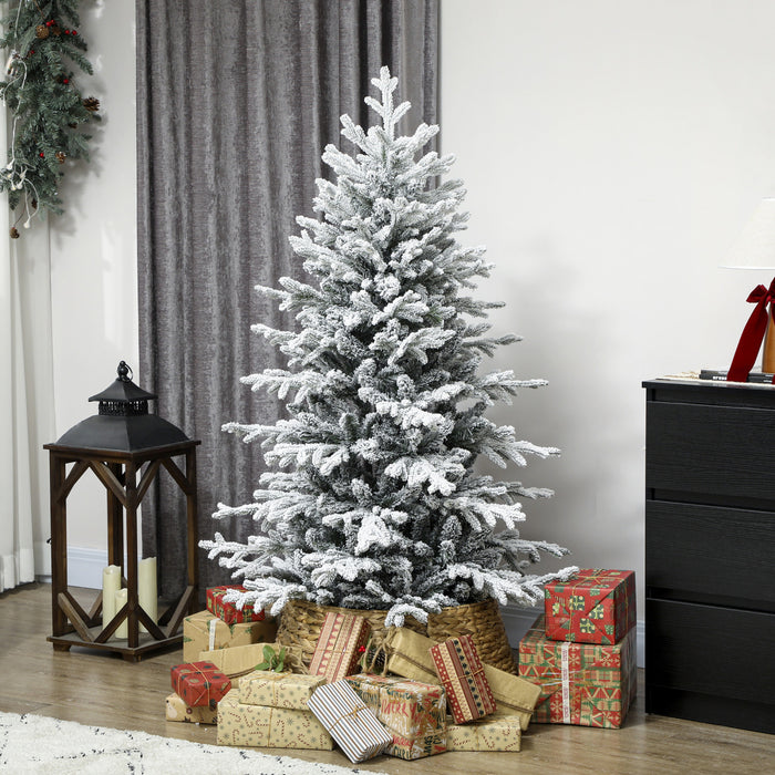HOMCOM 5ft Christmas Tree, Full Flocked Pine Tree, Easy Assembly