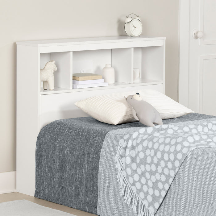 Spark Bookcase Headboard With Storage - Pure White