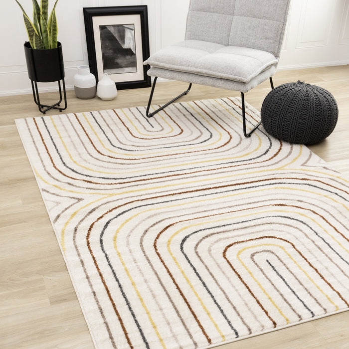 Marley Multi-Colour Double Rainbow Area Rug - 7'10\" x 10'6\"