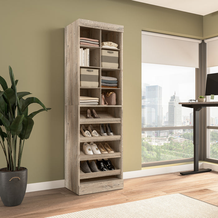 Bestar Pur 25 W Closet Shoe Organizer - Rustic Brown