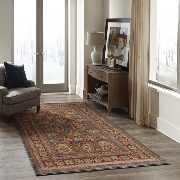 Lena Traditional 9'3\" x 12'6\" Area Rug in Blue Indoor Area Rug