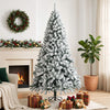 HOMCOM 6ft Flocked Christmas Tree with Hinged Design, Fir Xmas Tree
