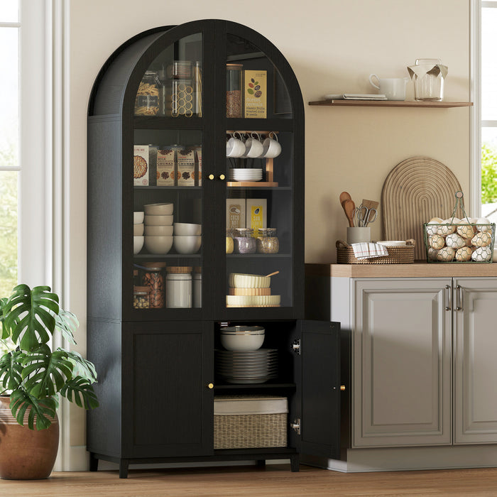 HOMCOM Arched Kitchen Pantry Cabinet, 71\" Tall Kitchen Storage Cabinet