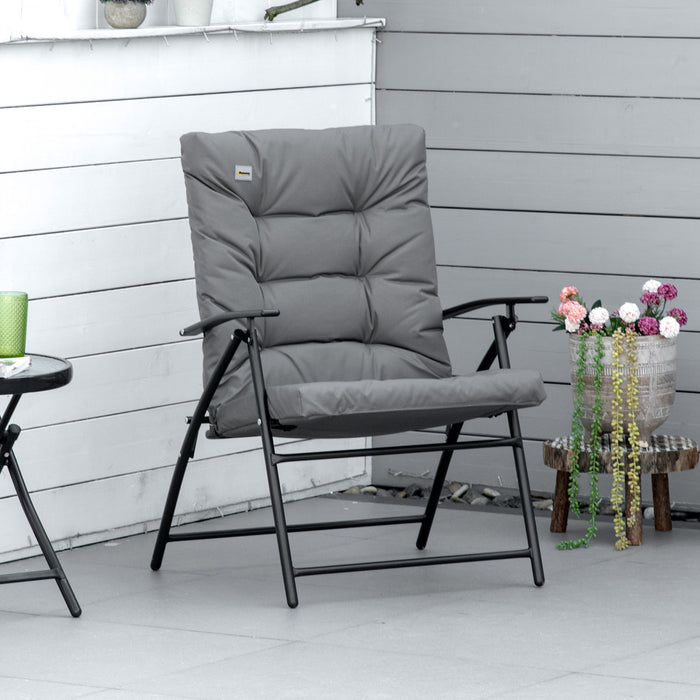 Foldable Lounge Chair, Fabric Upholstered Recliner With Armrest, Grey