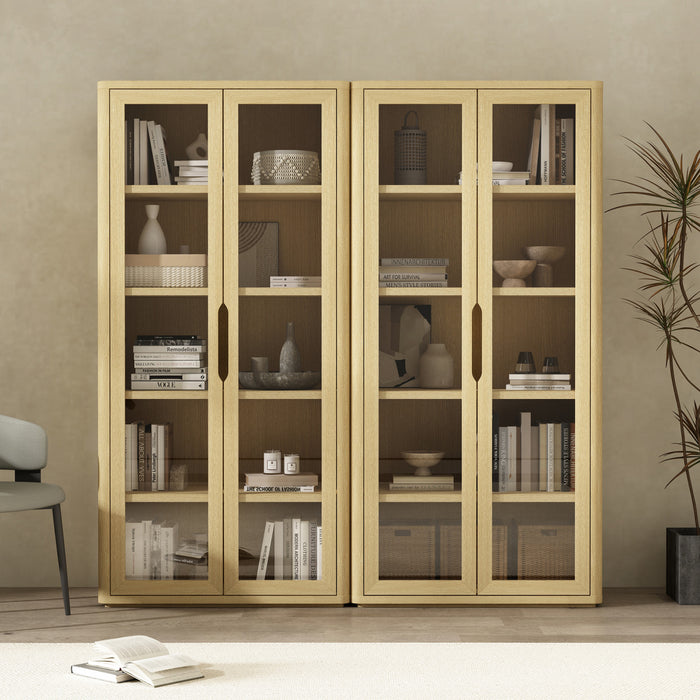 Rivington Modern 38\" Bookcase Cabinet in Natural Oak - Set of 2