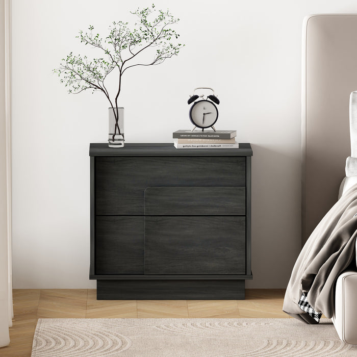 Horizon Modern 22\" Nightstand in Charcoal Gray (2-Drawer)