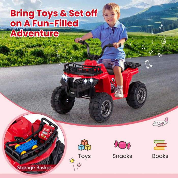Costway Kids Ride On Electric Atv 6v 4-wheeler Quad Car With One-button Start Tread Tires Red