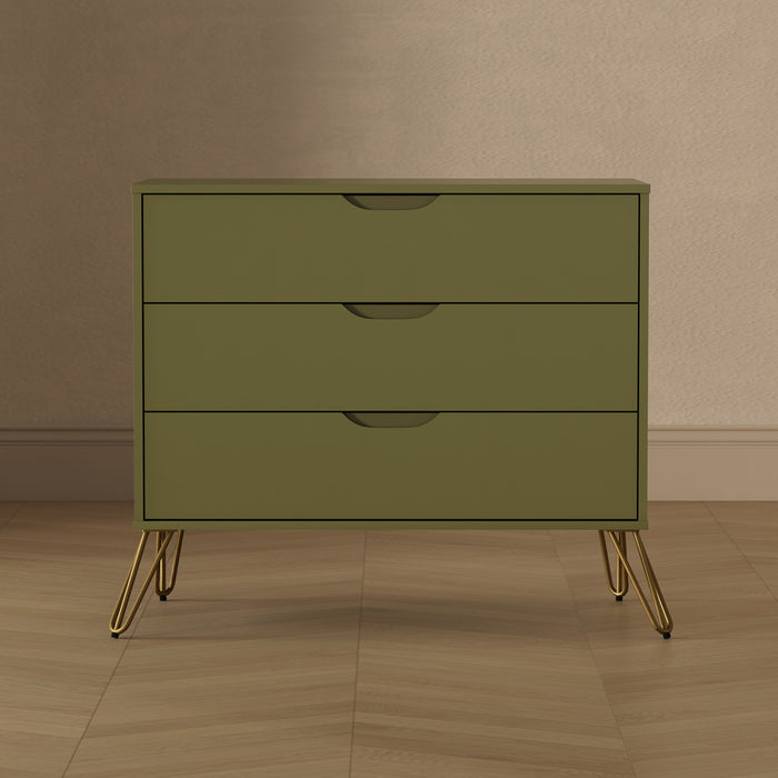 Avira Mid-Century Modern 35\" Dresser in Olive Green (3-Drawer)
