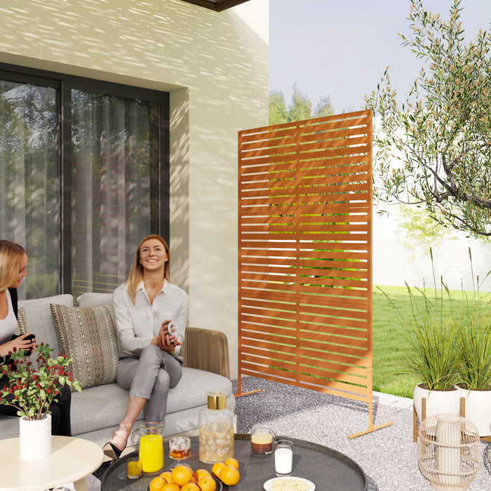 Outsunny Metal Outdoor Privacy Screen Decorative Outdoor Divider with Stand