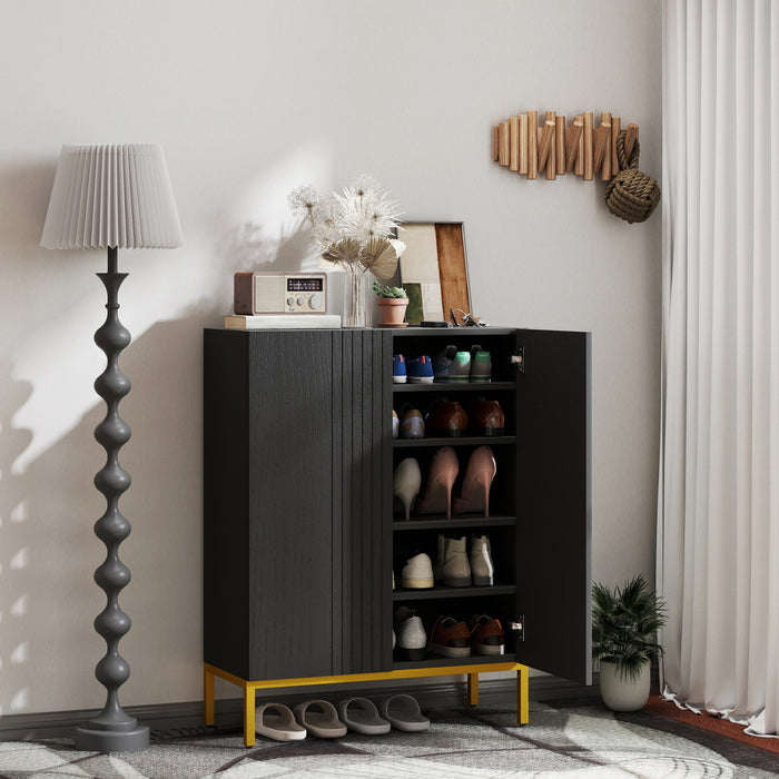 HOMCOM Modern Shoe Storage Cabinet Shoe Cabinet with Soft-Close Doors Black