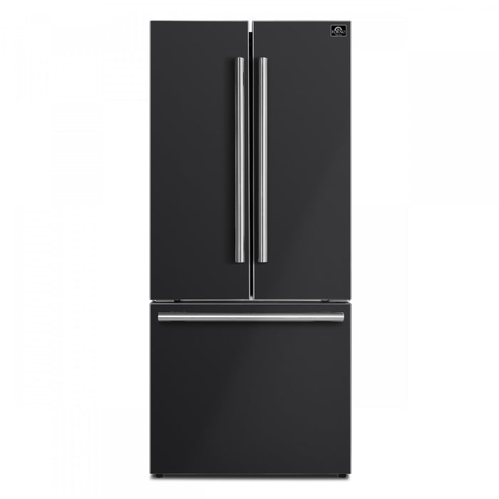 Forno Espresso Gallipoli 30-inch French Door Black Refrigerator, 17.5 cu.ft. - FFFFD1974-31BLK