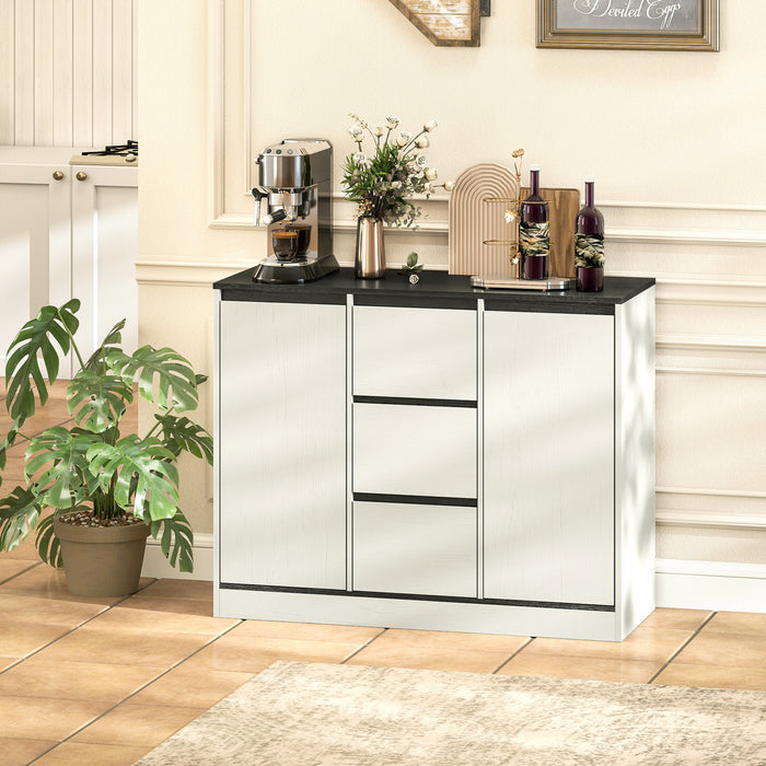 HOMCOM Modern Sideboard with Soft-Close Hinges, Buffet Cabinet, White Wood Grain