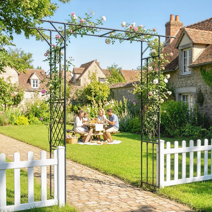 Outsunny Garden Arch, Outdoor Trellis Arbor for Climbing Plants, Black