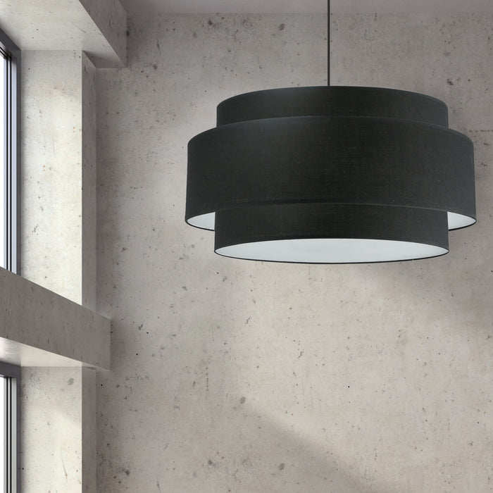Dainolite Priya 4 Light Chandelier Large Matte Black Black/White Shade Lamp