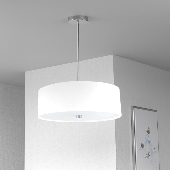 Dainolite Everly 4 Light Pendant Polish Chrome Finish White Shade Lamp
