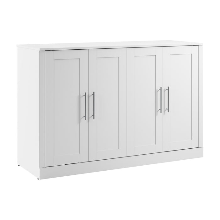 Bestar Nebula 75 W Queen Cabinet Bed with Mattress - White