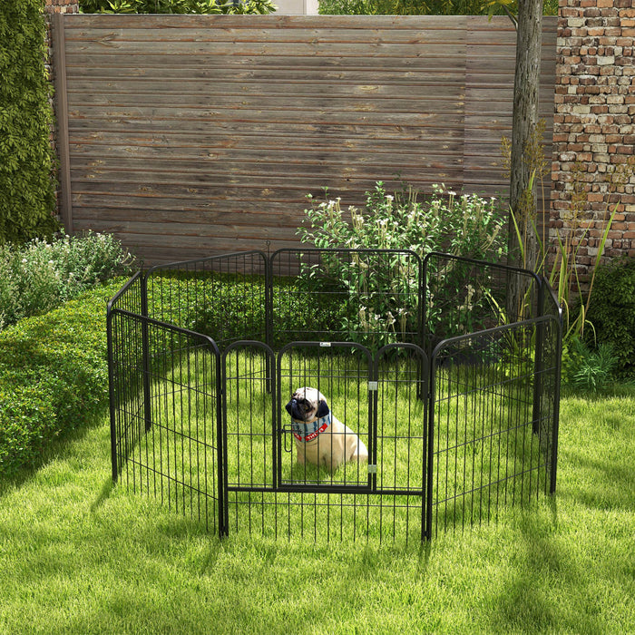 Pawhut 8 Panel Pet Playpen Play Yard Fence Home Diy Heavy-duty Metal Foldable Indoor Outdoor 31\" X 31\"