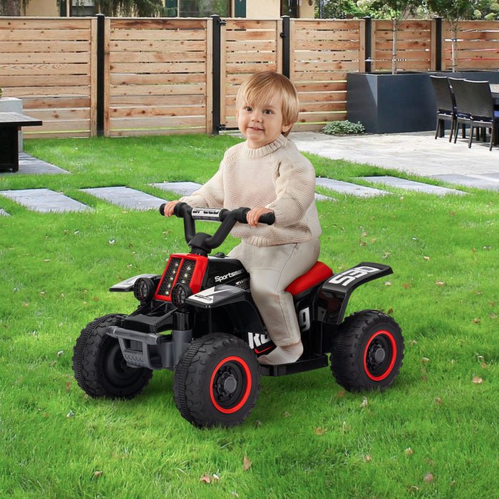 Qaba 6v Kids Atv Quad, 4 Wheeler Battery Powered Ride-On Electric Ride On Car With Led Headlights, Forward Backward, For Boys And Girls, Black