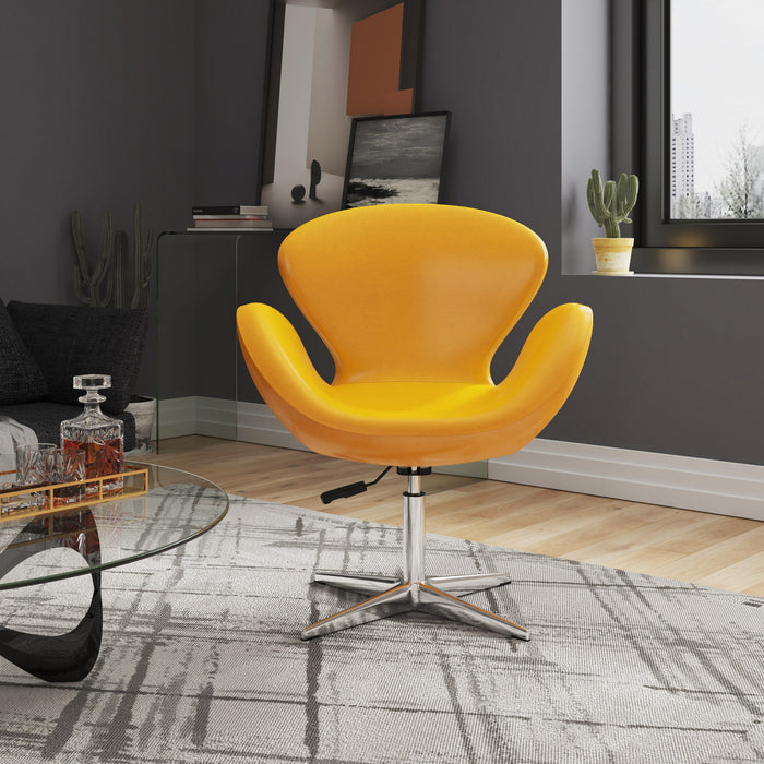 Raspberry Modern Upholstered Swivel Lounge Chair in Yellow - Set of 2 Accent Chair