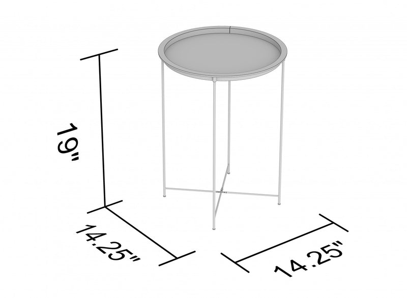 End Table With Gold Metal Base - Black Top 