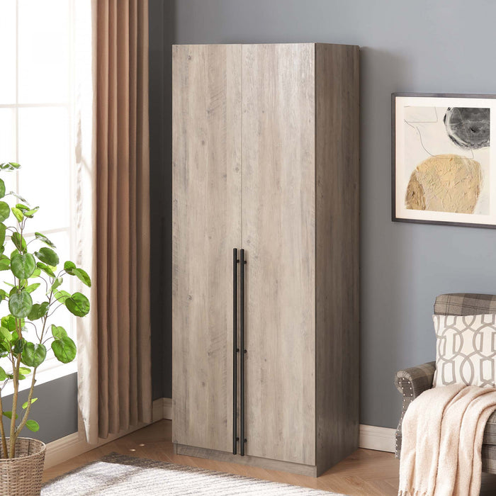Lee Modern 32\" Wardrobe Closet in Rustic Gray Armoire