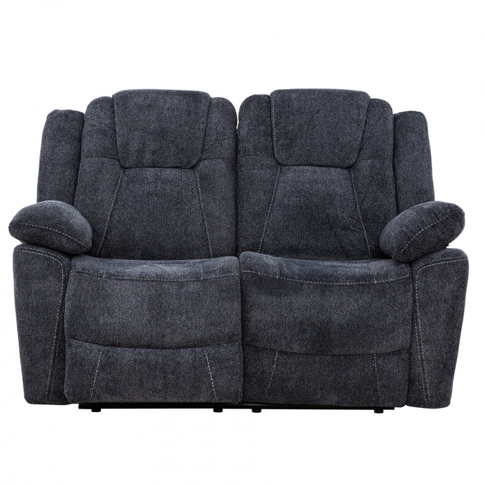Renner 59 in. Upholstered Manual Reclining Loveseat with Lever - Dark Grey