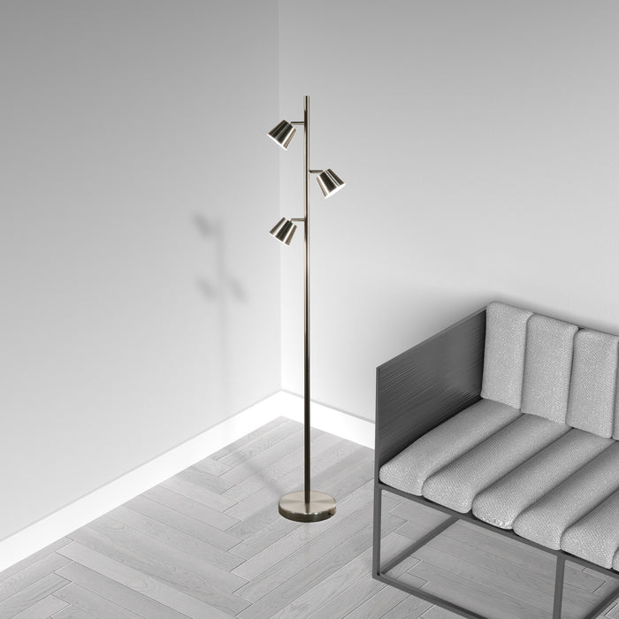 Dainolite Modern 3 Light LED Floor Lamp Satin Chrome Finish