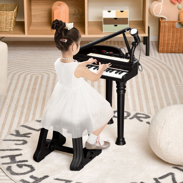 Costway 31 Keys Kids Piano Keyboard Toy Toddler Musical Instrument with Stool & Microphone Black