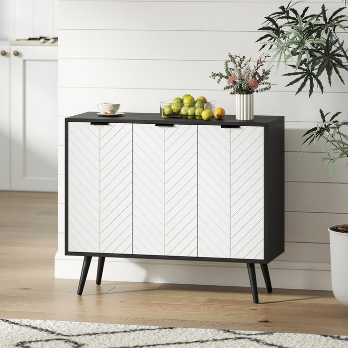 HOMCOM 36\" Sideboard, Buffet Cabinet with Adjustable Shelves, Black