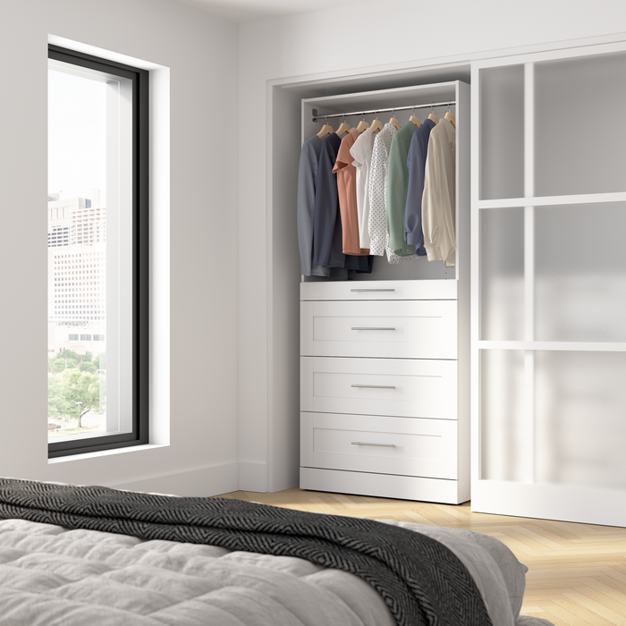 Bestar Florence 35\" Modular Reach-In /Walk-In Closet System with Storage - White