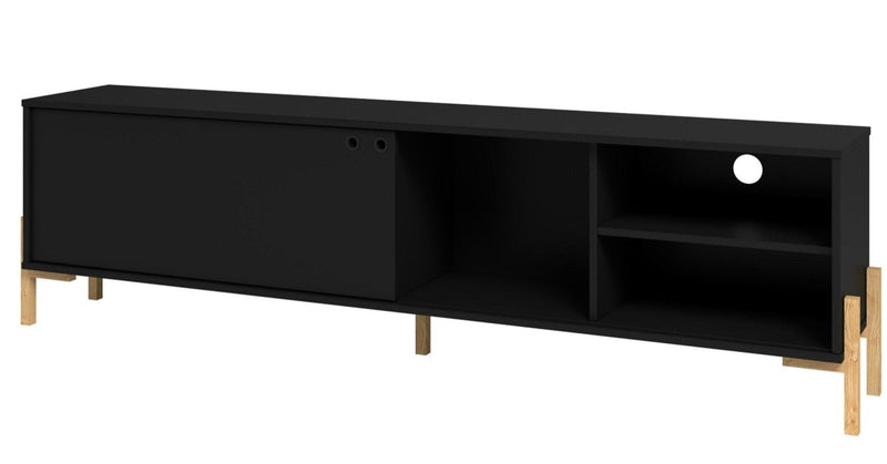 Manhattan Comfort Bowery 72.83\" TV Stand with 4 Shelves - Black & Oak