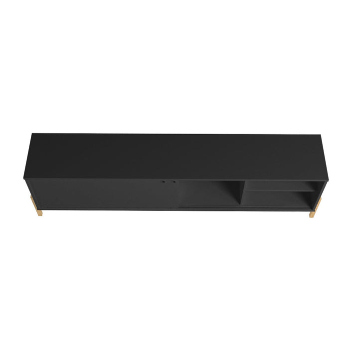 Manhattan Comfort Bowery 72.83\" TV Stand with 4 Shelves - Black & Oak