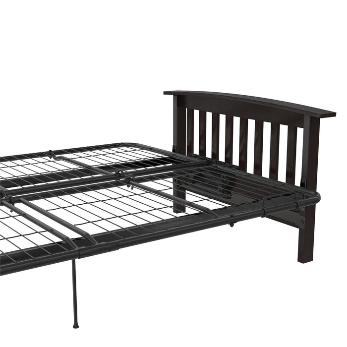 Dorel Home Darrien Full Wood Arm Futon Frame with 6\" Thermo-bonded High-Density Polyester Fill Mattress - Beige