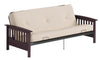 Dorel Home Darrien Full Wood Arm Futon Frame with 6\" Thermo-bonded High-Density Polyester Fill Mattress - Beige