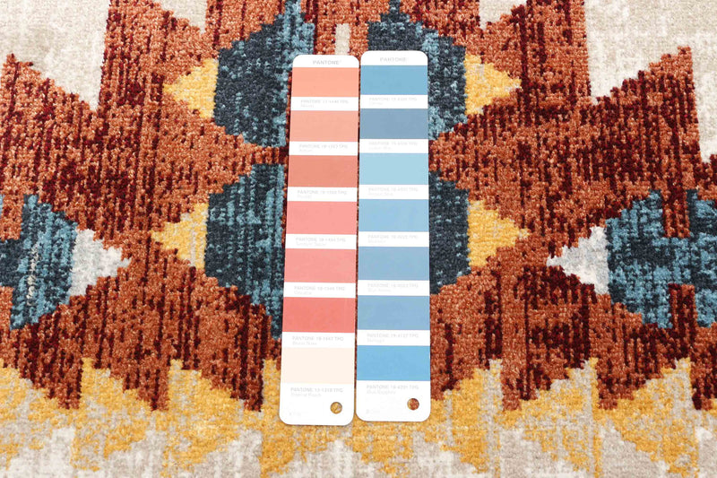 Mosaic Taupe/Copper Machine Washable Area Rug - 5'0\" x 7'0\"