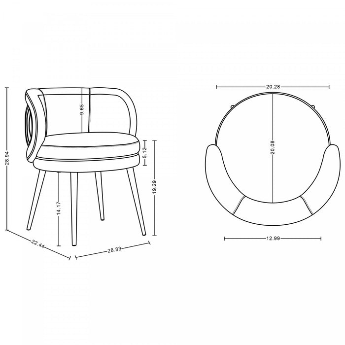 Kaya Modern Wood Velvet Dining Chair in Gray - Set of 2