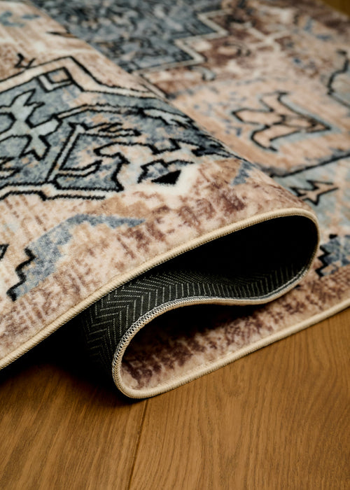 Esmira Traditional Blue Washable Rug 5'0\" x 7'6\" Indoor Area Rug