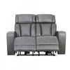 Kingsley 58 in. Leather Match Power Reclining Loveseat with Armrest Storage and USB - Charcoal | Causeuse inclinable electrique Kingsley de 58 po en cuir assorti avec rangement dans les accoudoirs et USB - Charbon