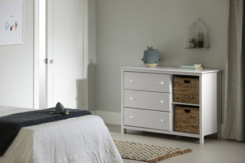 Cotton Candy 3-drawer Dresser With Storage Baskets - Pure White 