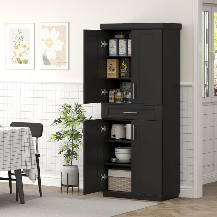 HOMCOM Modern Kitchen Pantry with Shelves, Black