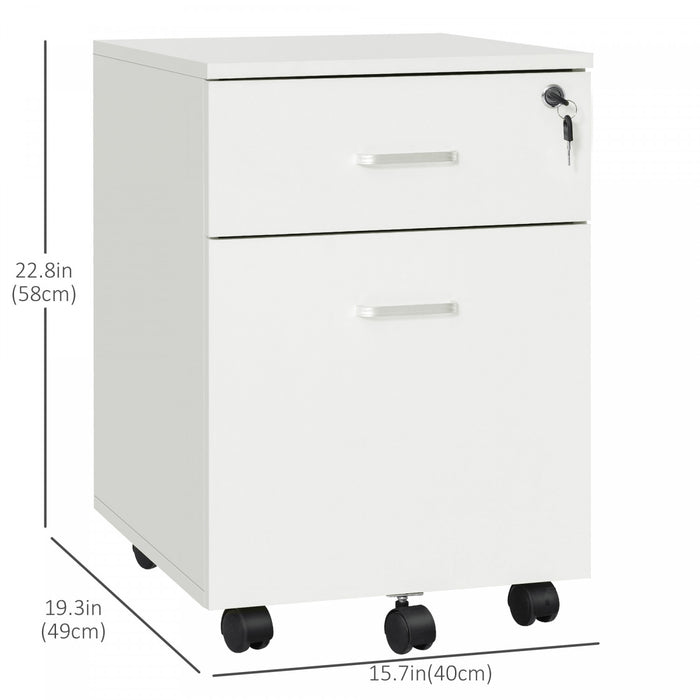 Vinsetto Locking Rolling File Cabinet With 2 Drawers